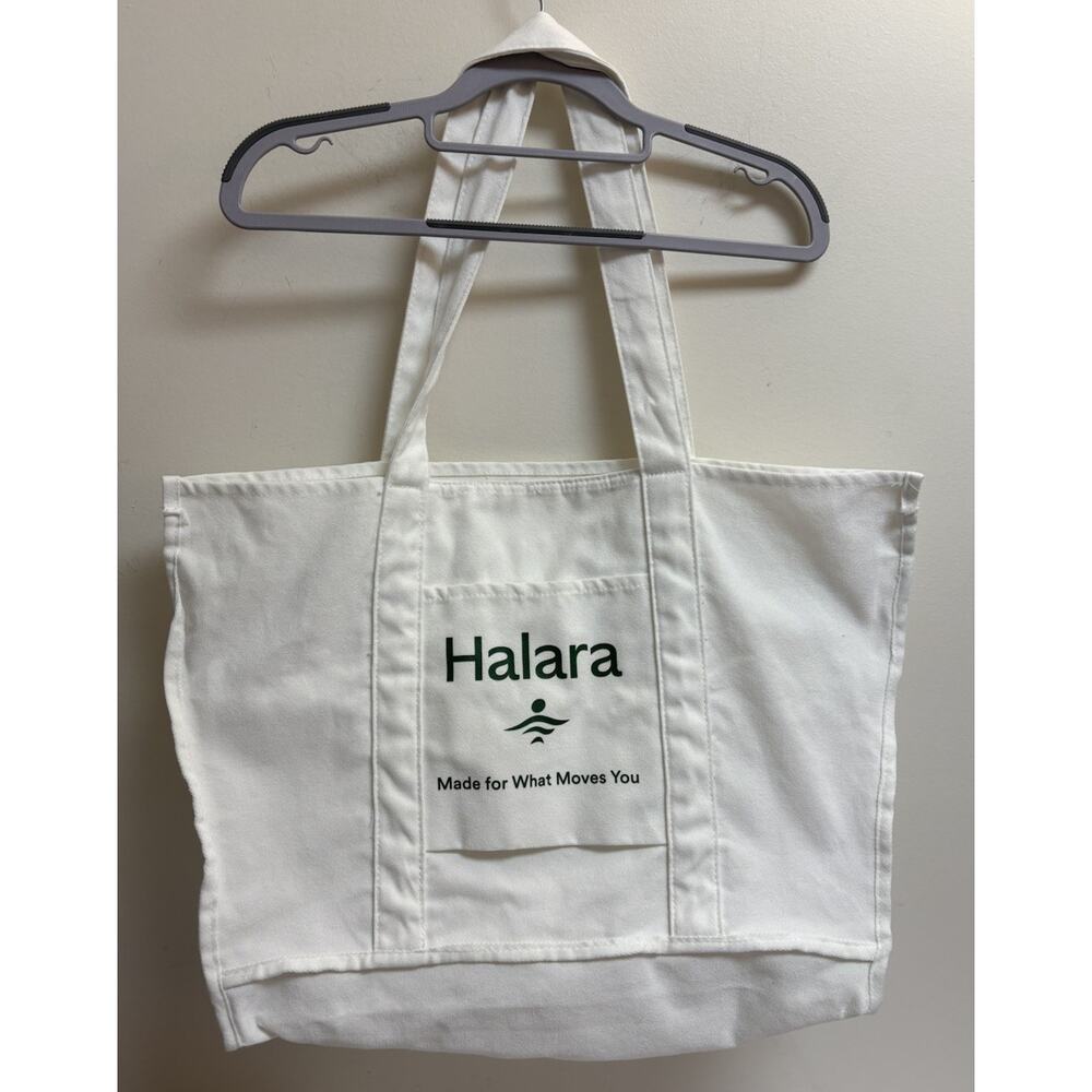 Halara Reversible Canvas Tote Bag White Logo Shopper Gym Beach Carryall